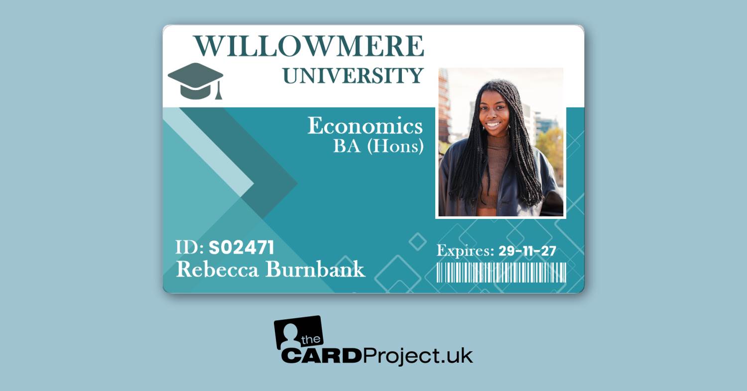 University Student ID Card Teal Graduation Cap